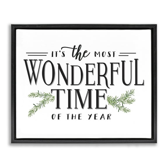 Stupell Industries Classic Vintage Christmas Phrase Holiday Painting Black Floater Framed Canvas Art Print Wall Art, 21 x 17