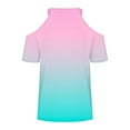 thumbnail image 5 of TKLPEHG Dressy Tops for Women Fashion V Neck Cold Shouler Tops Lightweight Casual Loose Short Sleeve T Shirts Summer Gradient Color Graphic Tee Going Out Tops Blouse(Pink,S), 5 of 5