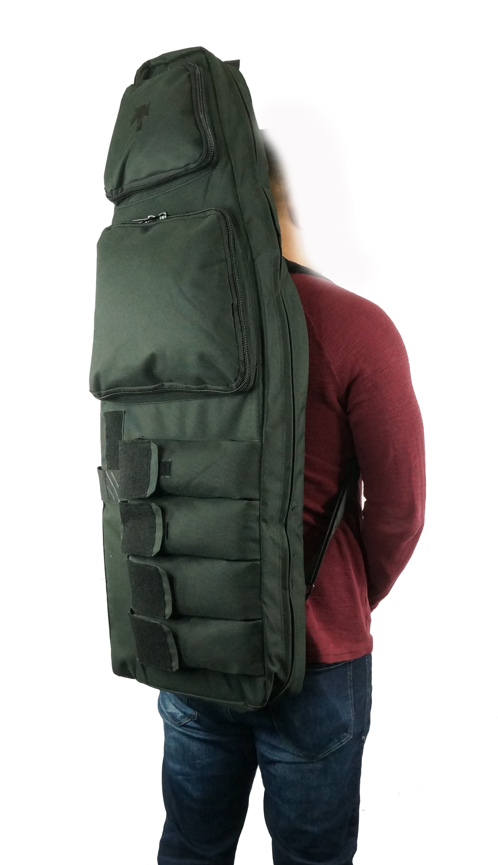 Heavy Duty Double Rifle Case High Quality Lockable Gun Soft Sided Cases Dual Padded Backpack Straps 4 Large Pouches Front Pockets Molle Black