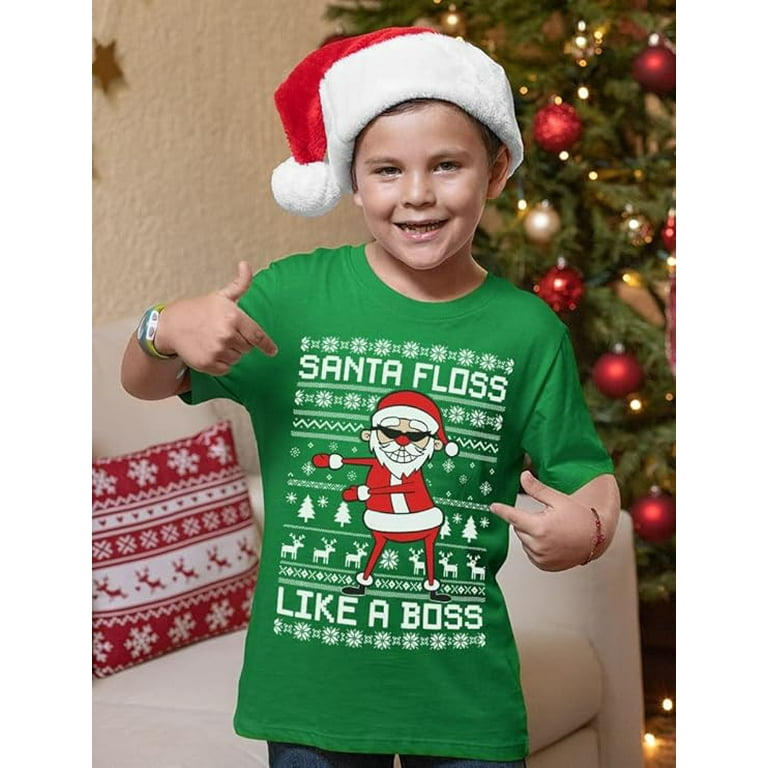 Tstars Boys Unisex Ugly Christmas Santa Floss Like a Boss Toddler
