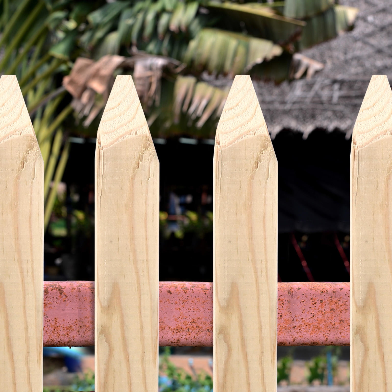 Pawsdot 5Pcs Durable Wooden Measurement Stakes Chocolate Color for Garden Fence and Flower Bed Border