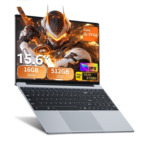 KUU i5 Gaming laptop 15.6" FHD Thin Business Laptop, Intel Core i5-7Y54, 16GB ddr4, 1TB SSD, Backlit keyboard Windows 11 Silver