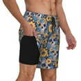 thumbnail image 3 of Goofa Skull daisy yellow blue Printed Men's Swim Trunks Board Shorts Quick Dry Mens Swimming Trunks with Compression Liner,Breathable Fit Hawaii Beach Shorts-3X-Large, 3 of 9