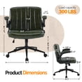 thumbnail image 4 of Ktaxon PU Office Desk Chair , Flip-Top Armrest Task Chair on Metal Star Base, Adjustable Height & Quiet Casters for Study Dark Green, 4 of 8