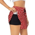 thumbnail image 3 of Lsque Red Polka Dot Printed Women's Running Shorts with Liner Pockets,Elastic Quick Dry Workout Athletic Gym Yoga Shorts,Womens High Waist Shorts-, 3 of 9