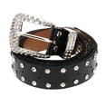 thumbnail image 2 of Cinturón de cuero Hugo Bling Rhinestone Crystal Western Cowgirl Negro para mujer, 2 of 9