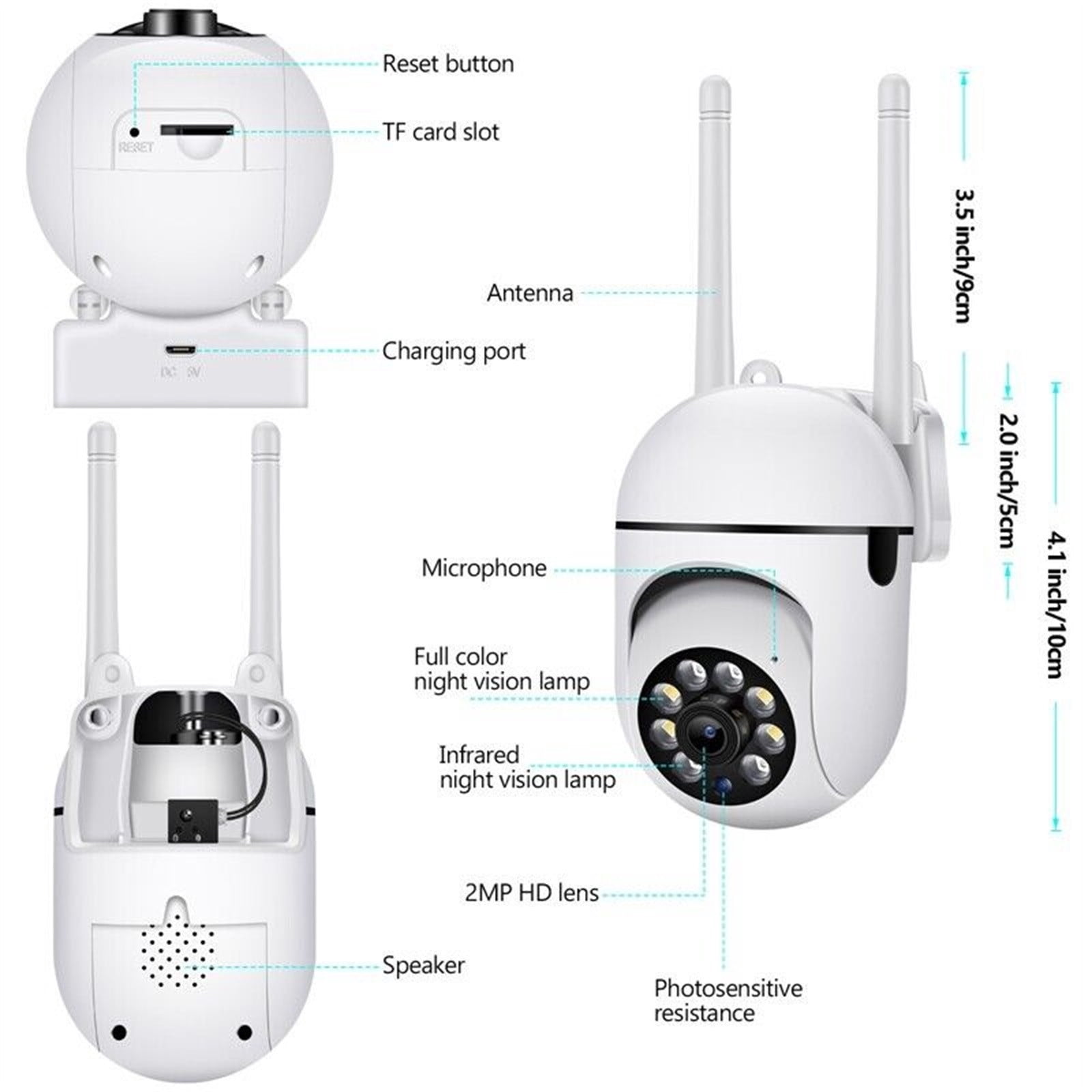 2 Packs 1080P Wireless Security Camera Outdoor 5G WiFi Night Vision 2-Way Audio PTZ Motion Detection Cloud Storage Weatherproof Home Surveillance System