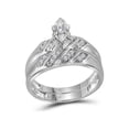 thumbnail image 2 of FB Jewels 10kt White Gold His & Hers Marquise Diamond Solitaire Matching Bridal Wedding Ring Band Set 1/4 Cttw, 2 of 3