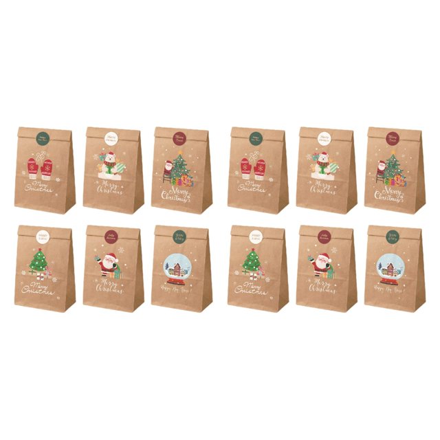 12 piezas de bolsas de regalo de Navidad, bolsas de embalaje de dulces con pegatinas, bolsas de regalo de Navidad, bolsa de envoltura para recuerdos Estilo B