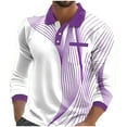 thumbnail image 2 of Fnnxeal Mens Polo Shirts Long Sleeve Casual Fall Winter Collar Breathable Purple Polo Shirts for Men Size L, 2 of 3