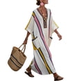 thumbnail image 3 of HBGVBA Women's Casual Maxi Dress,Plus Size Short Sleeve Dresses,Striped V-Neck Loose Fitted Pocket Soft Long Maxi Dress, 3 of 4