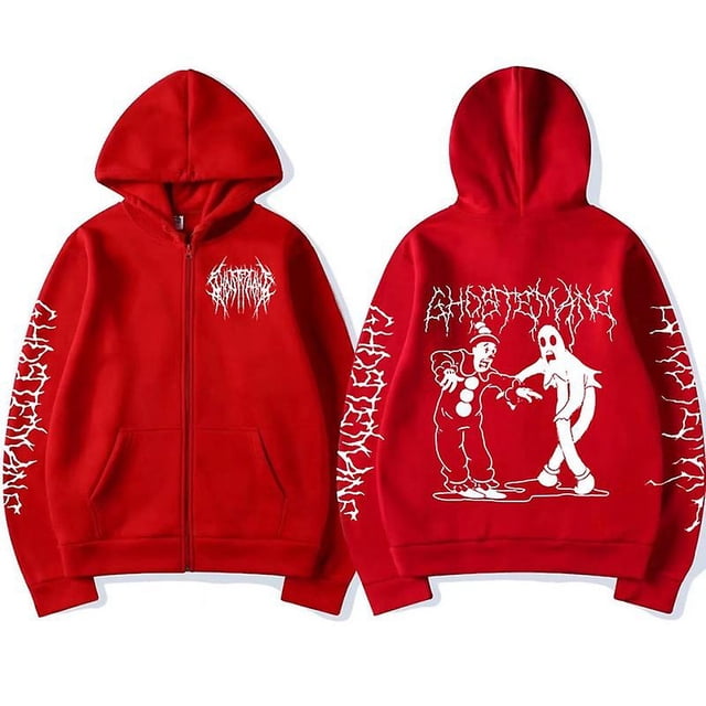 Chandail à Capuchon à Fermeture Éclair Limited Ghostemane avec Imprimé Graphique