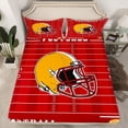 thumbnail image 2 of Feelyou Maroon Gold Helmet Queen Sheet Sets for Boys, Soccer Football Player Flat Sheet, Vintage American Sport Queen Fitted Sheet, Lightweight Room Decor, 4-Piece, 2 of 7