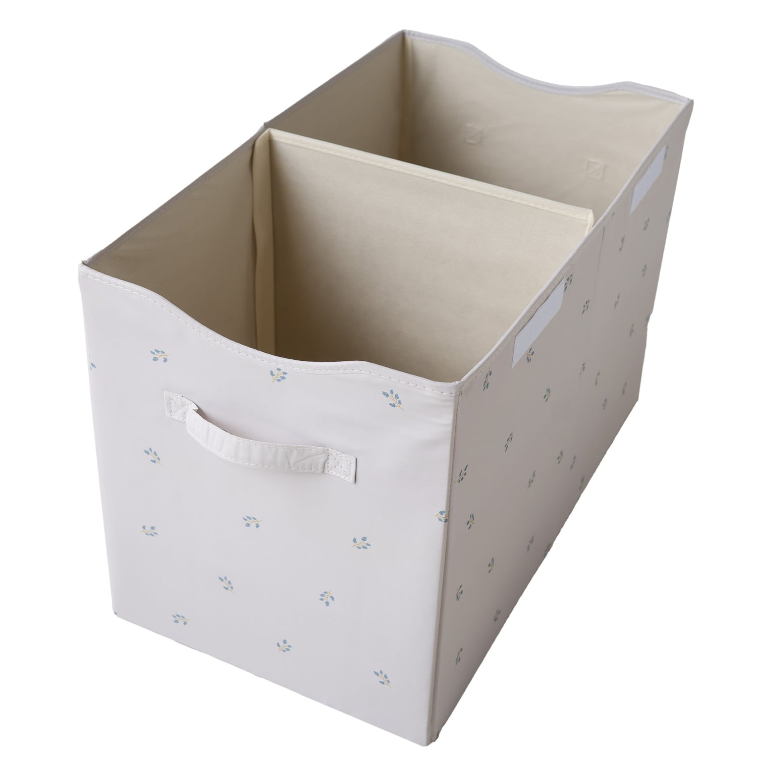 3 Sprouts Recycled Fabric Folding Chest Organizer in Blueberry Taupe - Collapsible Storage Basket Container with Lid & Handles
