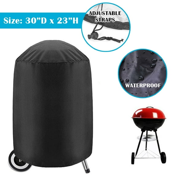 IC ICLOVER Kettle Grill Cover 30 Inch Heavy Duty Waterproof BBQ Barbecue Cover Patio Garden Round Fire Pit Cover with UV and PVC Coating Water Resistant for Weber,Brinkmann,Char Broil -[30x23Inch]