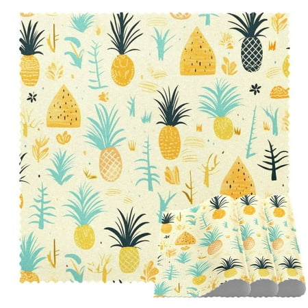 

Placemats Set of 4 Non Slip Washable Table Placemats Fruit Pattern Pineapple Leaves