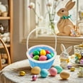 thumbnail image 4 of CuiLiyq Easter Woven Basket with Handles, Round Mini Plastic Basket Bin, Empty Gift Basket Small Storage Organizer for Easter Egg Hunt, Party Treats Picnic and Favors, 5.12" x 2.76", Blue, 4 of 6