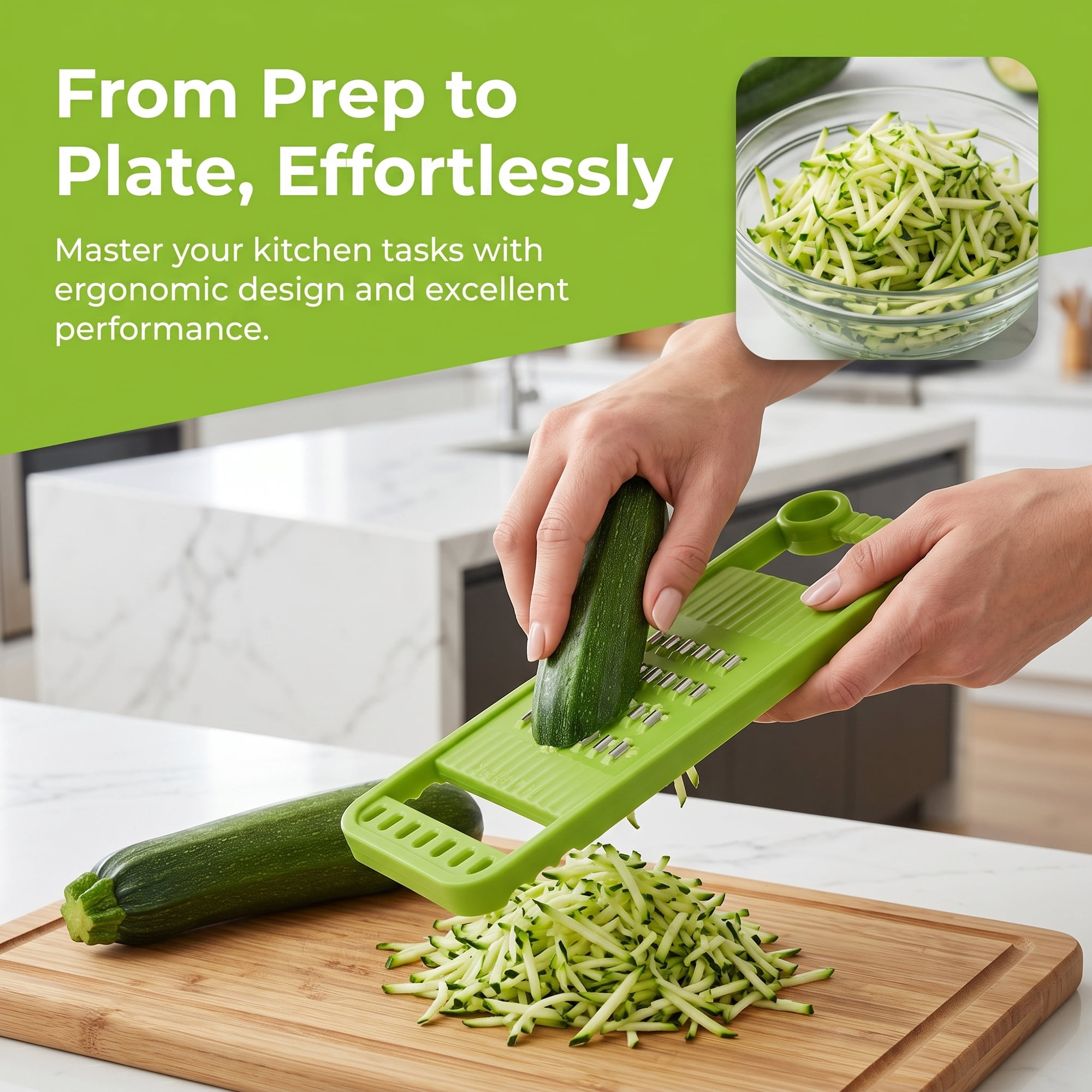 Unique Bargains Plastic Mandoline Slicer with Non-Slip Base for Safety Green A 11.2"x3.9"