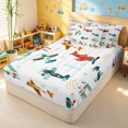 thumbnail image 3 of Erosebridal Cartoon Vintage Plane Zipper Full Size Comforter Sets with Fitted Sheet and 2 Pillowcases for Boys Men, Cartoon Star Print Zipper Bedding Set, Reversible, 4pcs, 3 of 7