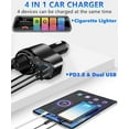 thumbnail image 3 of 4 In 1 USB Car Charger, 36W Multi USB Cigarette Lighter Adapter, Socket Splitter with 3 USB Ports, 12V/24V Dual USB C PD Fast Car Charger Adapter, Suitable for IPhone 13/12/11/XS/8, Samsung, LG, GPS, 3 of 9