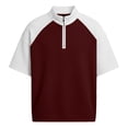 thumbnail image 4 of Maean Mens Textured Shirt Short Sleeve Shirts Quarter Zipper Summer Loose Tops Pullover Sweatshirts, 4 of 5