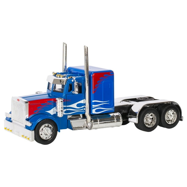 Peterbilt 389 Kenworth W900 Semi Truck Die Cast Toy - 1:32 Scale Blue 