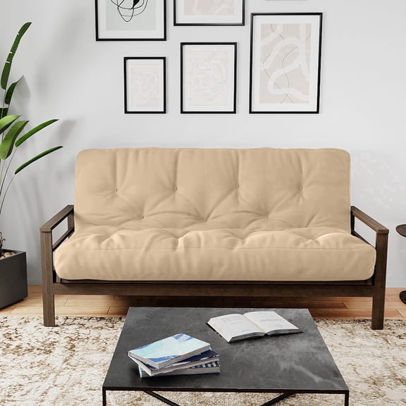 Royal Sleep Products by The Futon Factory 12 inch Foam Futon Mattress - Solid Khaki Fabric - Queen Size - CertiPUR Certified Foams - Made in USA - (Frame not Included)