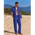 thumbnail image 4 of COOFANDY Mens Linen Sets Outfits 2 Piece Short Sleeve Button Down Shirts Summer Beach Pants Resort Wear Outfits, 4 of 6