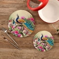 thumbnail image 2 of SKYSONIC 2 pcs Vintage Peacock Pretty Pot Holders Trivets, Heat Resistant Trivets,Colorful Flower Floral Cotton Thread Weave Mats for Hot Pads Pans Pot Bowl Teapot, 2 of 7