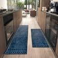 thumbnail image 2 of XUEHUAPIAOPIAO Boho Dark Blue Kitchen Mat Set, Non-Slip 17" x 47" + 17" x 30" (2 Count), 2 of 6