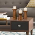 thumbnail image 6 of Pillar Candle Holders Set of 3， Wooden Candle Holders， Decorative Wood Candlestick Holders for Living Room, Table Centerpiece for Wedding, Christmas, Party, Home - 6", 8", 10", 6 of 7