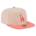 thumbnail image 3 of Men's New Era Light Beige/Coral Los Angeles Dodgers Two-Tone Color Pack A-Frame 59FIFTY Fitted Hat, 3 of 5
