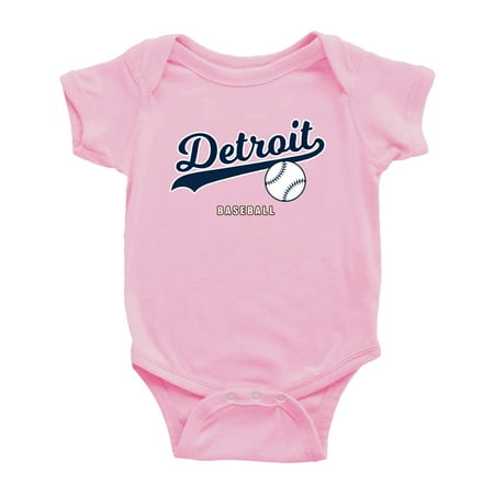 

Cute Detroit Baby Bodysuits Baseball Fan Baby Jersey Clothes for Boys Girls (Pink 3-6 Months)