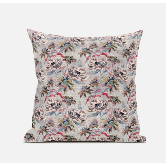 18" Lavender Pink Roses Suede Throw Pillow