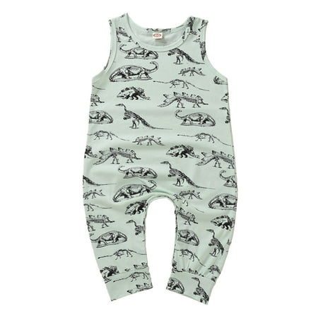 

Infant Toddler Girls Boys Sleeveless Romper Cartoon Dinosaur Prints Summer Suspenders Jumpsuit