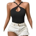 thumbnail image 1 of Women's Halter Wrap Criss Cross Crop Top, 1 of 9