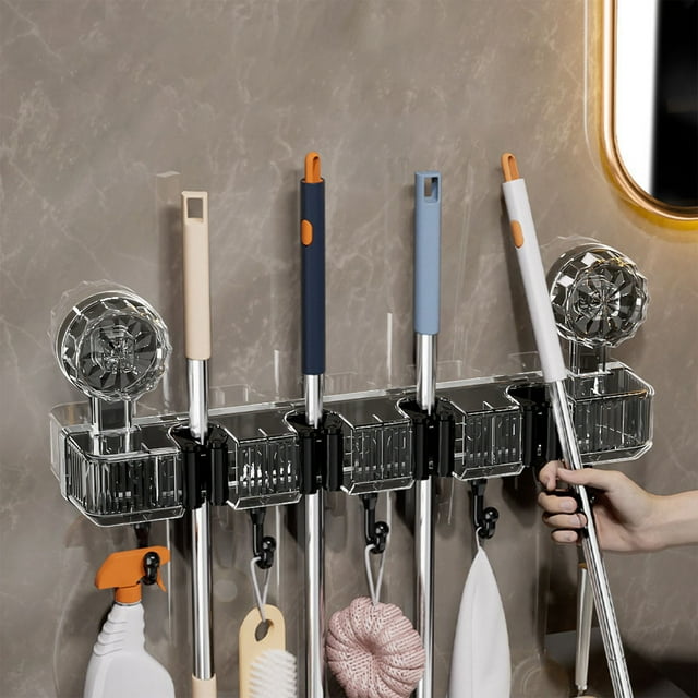 Estantes para El Hogar, Baño, Soporte Fijo Resistente, Clip de Pared para Baño, Ventosa, Ganchos para Trapeador