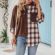 thumbnail image 4 of Puntoco Camisa a cuadros de un solo pecho para mujer Camisa de manga larga para mujer Abrigo de lana Chaqueta de gran tamaño Liquidación Puntoco Puntoco-2333, 4 of 9