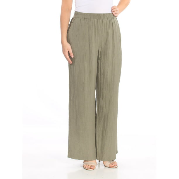 JM Collection - JM COLLECTION Womens Green Pull On Wide Leg Pants Size ...