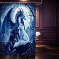 thumbnail image 2 of Manfei Fantasy Blue Dragon Animals Shower Curtain 72Wx72L,Tree Flower Moon Bathroom Curtain,Navy, 2 of 5