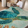 thumbnail image 2 of FCXZI Turtle Ocean Corals Flannel Blanket, Soft Reversible Multi-Purpose 40*50in, 2 of 7