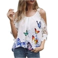 thumbnail image 2 of ICHUANYI Clearance Women's Printing Casual Short Sleeve T-shirt Hollow Out Tops(White, XL) ICHUANYI WER2023080812506, 2 of 7