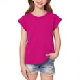 thumbnail image 2 of YOUYEDIAN Girls Short Cap Sleeve T Shirts Kids Crew Neck Casual Loose Summer Tops (Hot Pink, 4-5 Years), 2 of 4