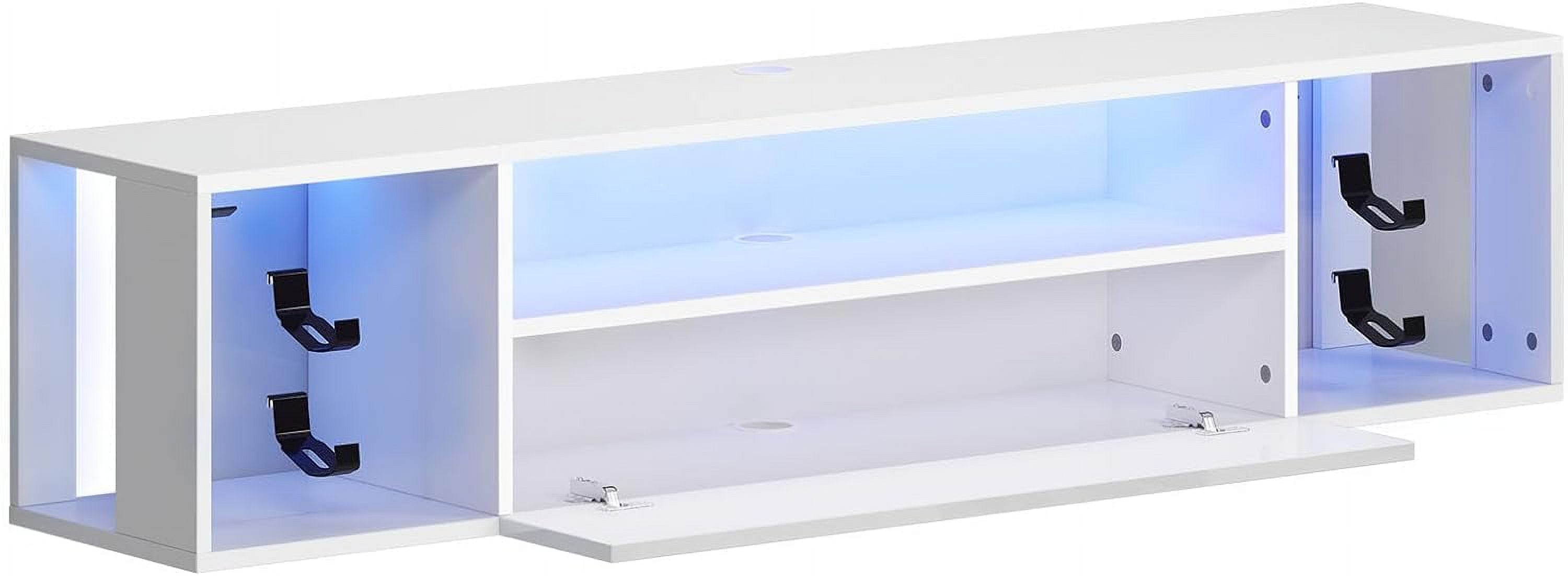 Soges Wall Mounted TV Cabinet with 3 Drawers and LED Lights, Floating TV Stand with LED for Living Room Bedroom, White, 55 inch