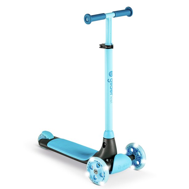 Yvolution Y Glider Kiwi, Three Wheel Kick Scooter with LED Wheels for