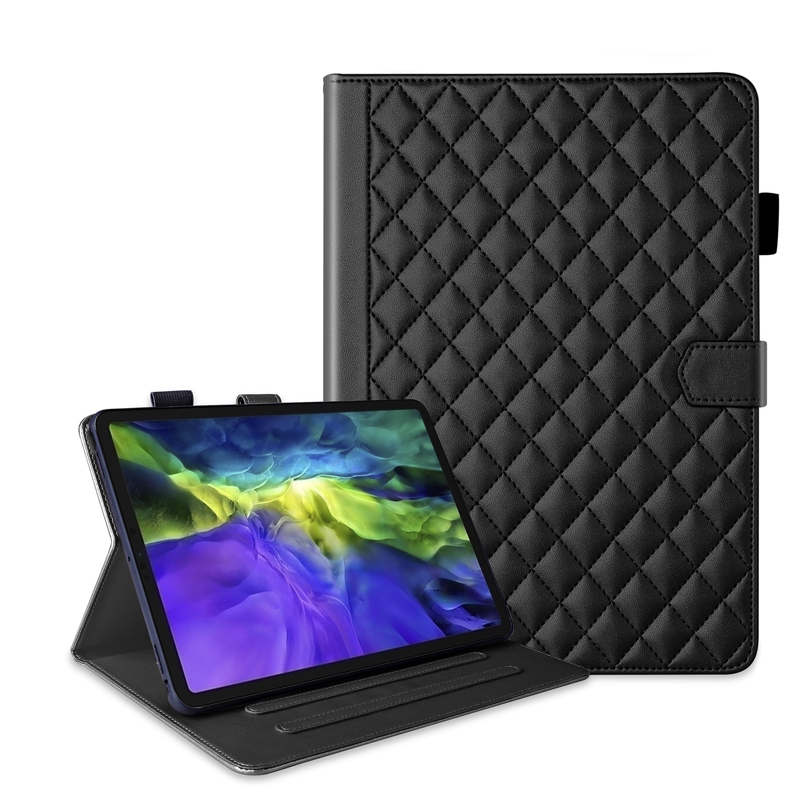ChicShell Case for iPad Air 11-inch (2024), iPad Air 5th/4th Gen, iPad Pro 11 (4th/3rd/2nd/1st Gen), Multi-Angle View, PU Leather Auto Sleep/Wake Case with Pencil Holder, Black