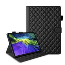 for iPad Pro 12.9 2022/2021/2020/2018 Folio Flip Case, Elegant Ultra Slim PU Leather Case with Smart Wake Sleep Kickstand Function Pencil Holder and Card Slots for iPad Air 13 2024, Black