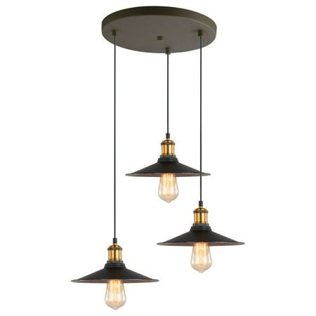 

Woodbridge Lighting Fulton 3-Light Metal Shade Cluster Pendant in Brass/Bronze