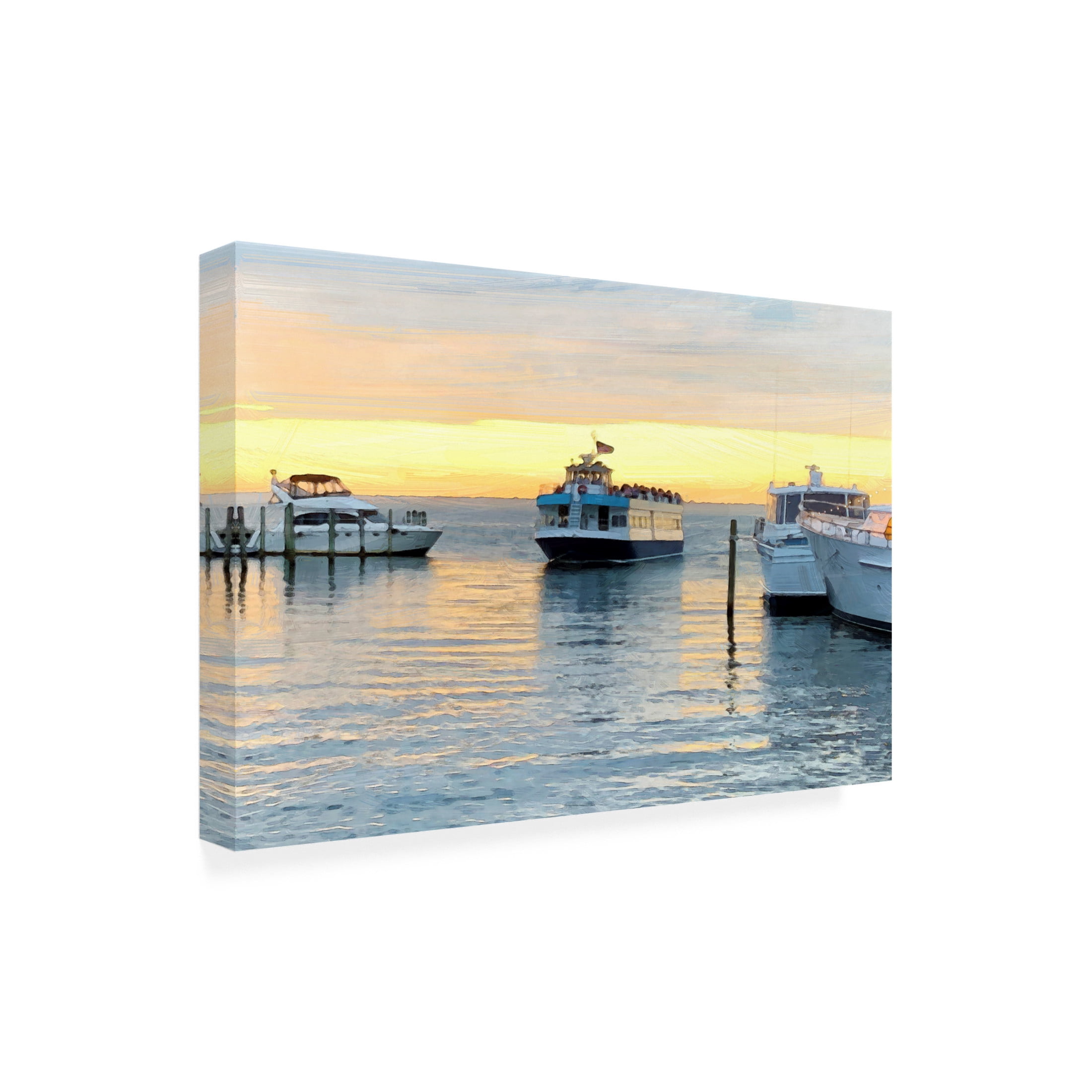 Canvas Wall Art - Jeff Pica 'Pines Harbor Yellow' Wall Art for Living Room, Bedroom, or Office Décor by Trademark Fine Art - 47 x 30 Inches