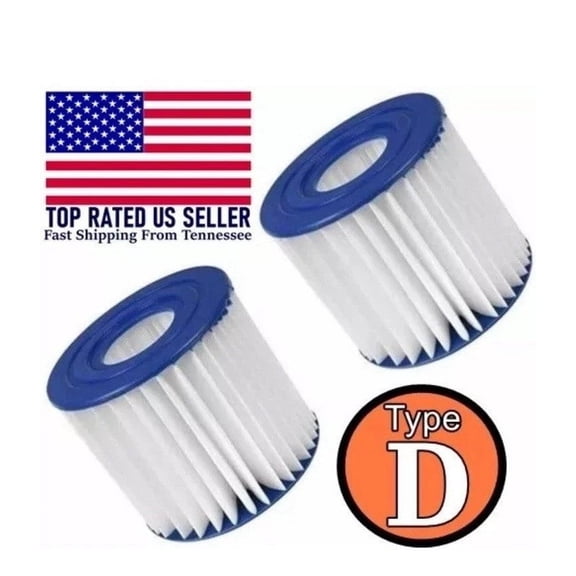 2 Pack Summer Waves TYPE D Swimming Pool Pump Filter Cartridges (4.13" x 3.75")